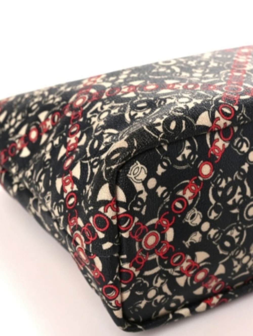 Chanel Coco Black Tote Bag with Red Patterned Accents - Picture 7 of 10